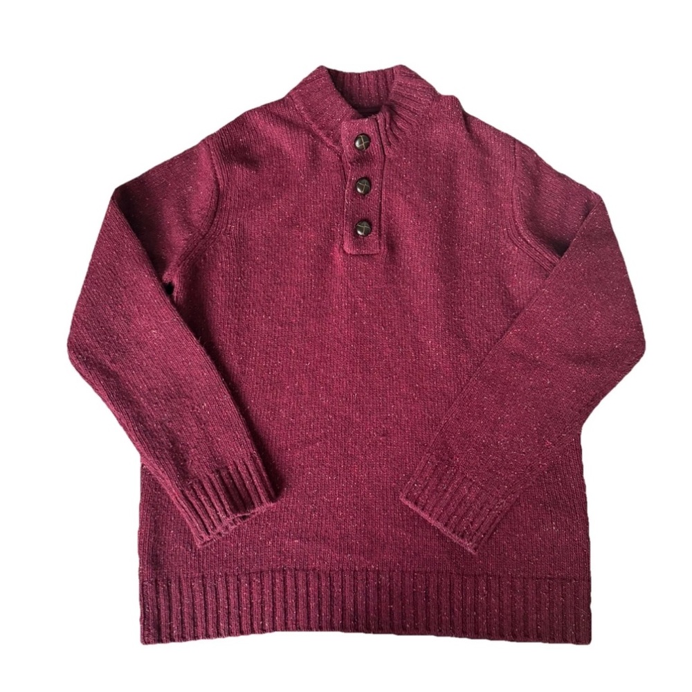 UNTUCKit Vangone Button Mock Neck Donegal Pullover lambswool blend Sweater Large